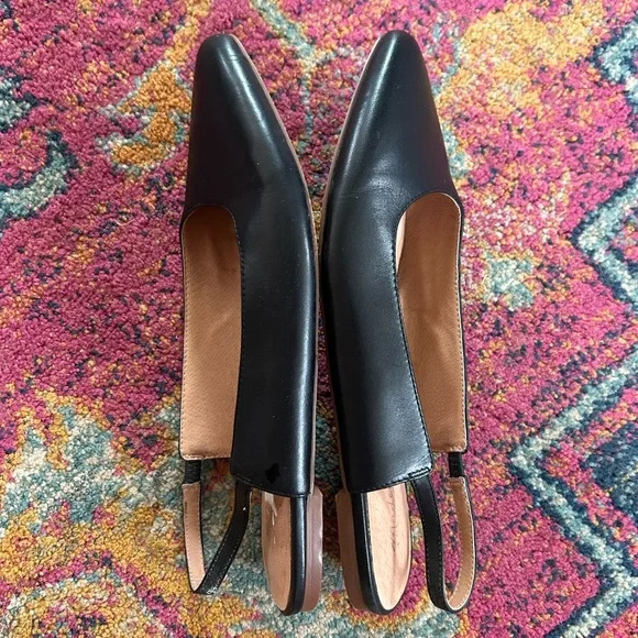 Madewell | Women’s black leather Margot slingback classic pointed toe flats sz 8 - Picture 8 of 16